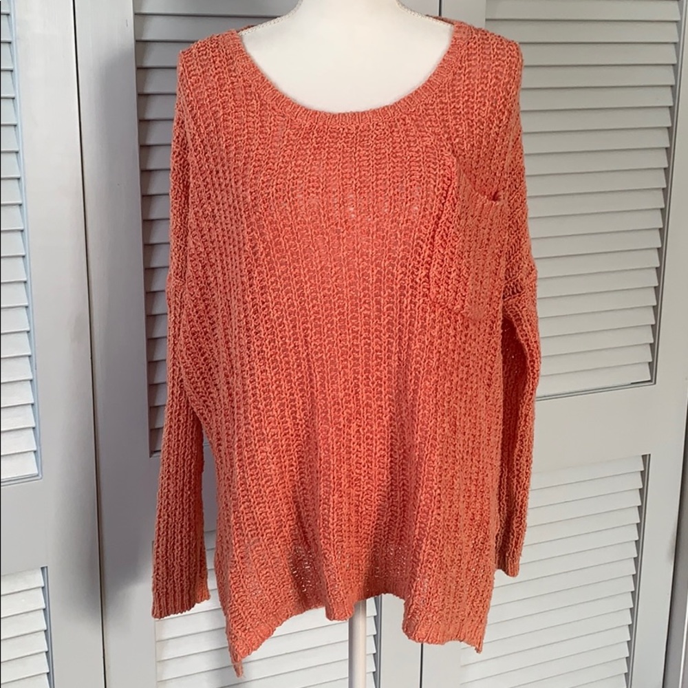 Free People Open Knit Orange Sweater